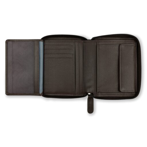 Kožená RFID peněženka na zip Bugatti Banda Vertical Zip Wallet 49133402 hnědá - otevřená
