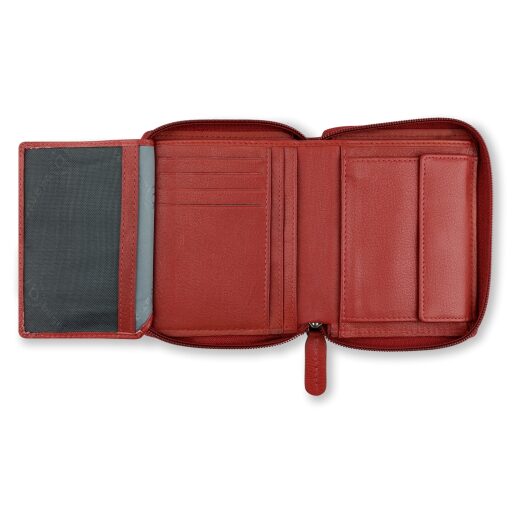Kožená RFID peněženka na zip Bugatti Banda Vertical Zip Wallet 49133416 červená - otevřená