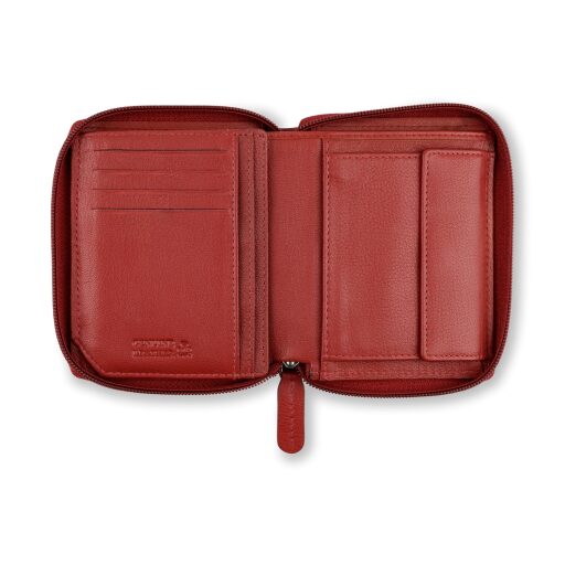 Vertikální kožená peněženka na zip Bugatti Banda Vertical Zip Wallet 49133416 červená - otevřená