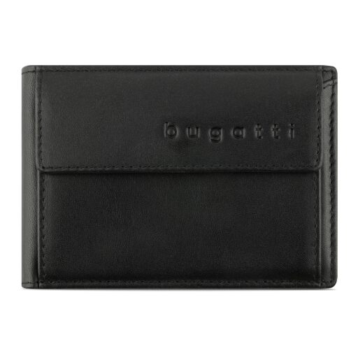 Bugatti Malá pánská kožená peněženka Super Slim Mini Wallet RFID 49190501 černá - přední strana
