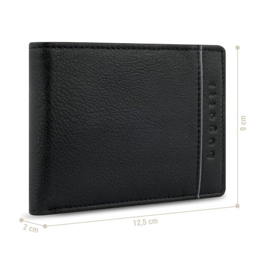 Bugatti Pánská kožená peněženka RFID Banda Wallet With Flap 49133201 černá - rozměry