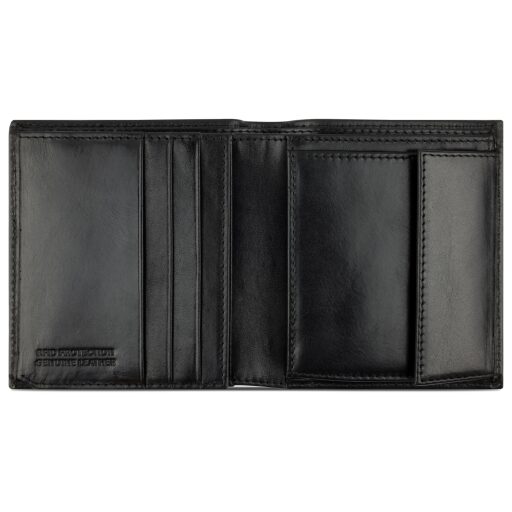 Bugatti Nobile Small Vertical Wallet With Flap Pánská kožená peněženka RFID 49125301 černá - otevřená