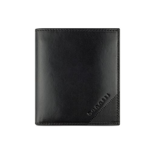 Pánská kožená peněženka RFID Bugatti Nobile Small Vertical Wallet With Flap 49125301 černá - přední strana