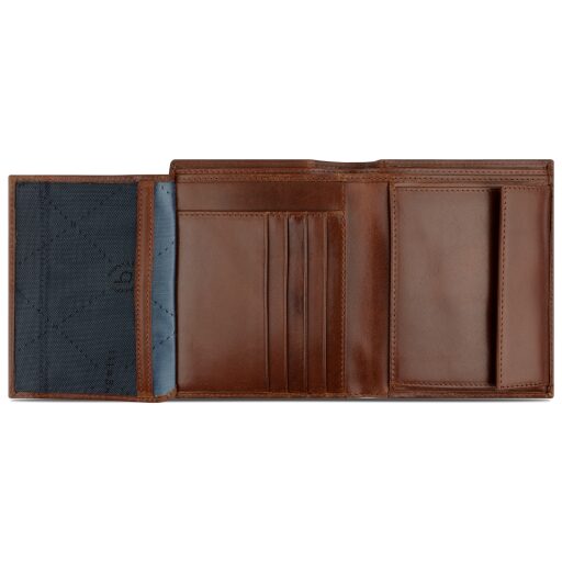 Pánská kožená peněženka RFID Bugatti Nobile Vertical Wallet With Flap 49125507 koňaková - otevřená