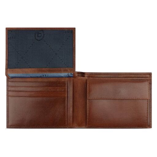 Pánská kožená peněženka RFID Bugatti Nobile Wallet With Flap 49125407 koňaková - otevřená