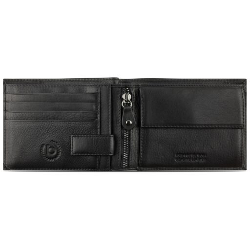 Pánská kožená RFID peněženka Bugatti Nome Horizontal Wallet With Flap & Zip 49160901 černá - otevřená