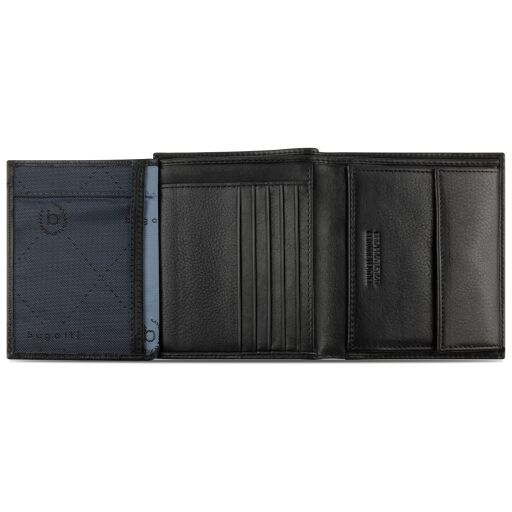 Pánská kožená RFID peněženka Bugatti Nome Vertical Wallet With Flap 49160001 černá - vnitřní členění