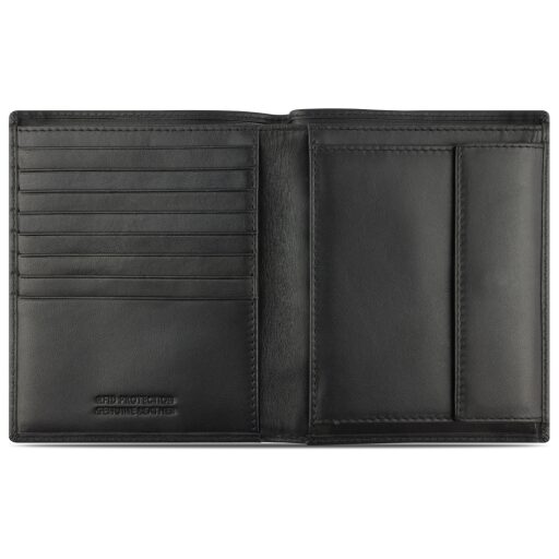 Pánská kožená peněženka na výšku Bugatti Super Slim vertical wallet 49190101 černá - přihrádka na mince a sloty na karty