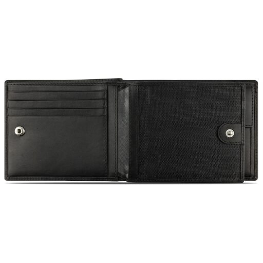 Pánská kožená peněženka Bugatti Super Slim Wallet With Flap RFID 49190201 černá - otevřená