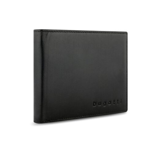 Pánská kožená peněženka Bugatti Super Slim Wallet With Flap RFID 49190201 černá - pření strana