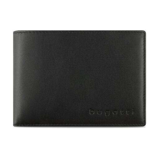 Bugatti Pánská kožená peněženka Super Slim Wallet With Flap RFID 49190301 černá - přední strana