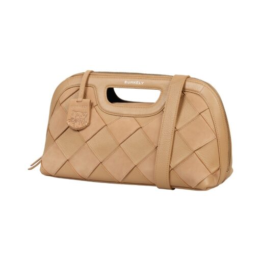 BURKELY Designová kabelka z nubukové kůže s proplétáním EVEN ELLA 1000196.69 béžová ze strany