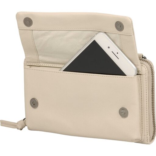 Kožená kabelka s peněženkou a přihrádkou na iPhone 13 Pro BURKELY Just Jolie 1000314.84.01 smetanově bílá