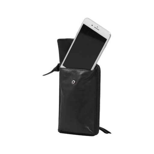 BURKELY Kožená kabelka na mobil s RFID ochranou Just Jolie 1000214.84.10 černá přihrádka na telefon