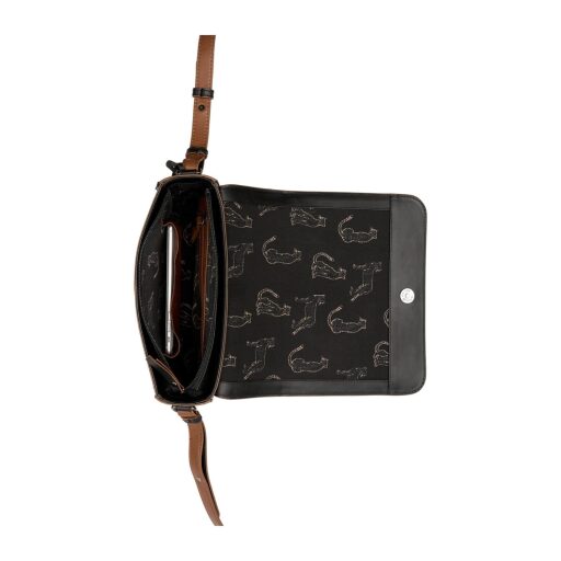 BURKELY Kožená kabelka s klopou MODEST MEGHAN 1000268.43.10 černá otevřená