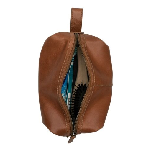 BURKELY Kožená kosmetická kabelka Riley 9008416.22.24 koňaková vnitřní uspořádání