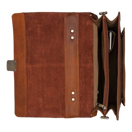 PáKožená pracovní taška na notebook 15,6" Scott 9006378.22.24 koňaková otevřená