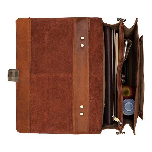Kožená pracovní taška na notebook 15,6" Scott 9006378.22.24 koňaková otevřená
