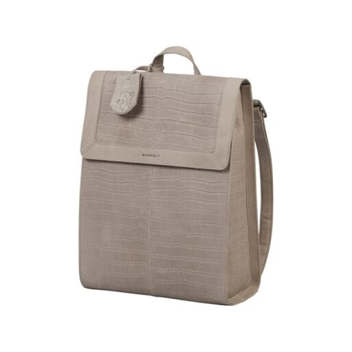 BURKELY designový batoh s motivem croco kůže ICON IVY 1000179.29 světle šedý ze strany
