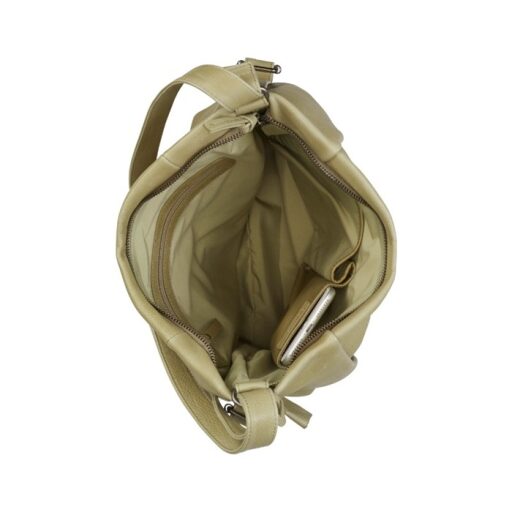 BURKELY Kožený kabelkový batoh Just Jolie 1000210.84.72 zelený vnitřní přihrádky
