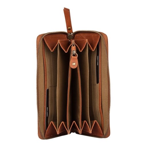 BURKELY Zipová kožená peněženka RFID Vintage Charly 9008405.22.24 koňaková