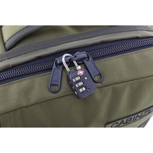 CabinZero palubní zavazadlo / batoh do letadla Military Green 28L cz091403 zelený - detail zipu