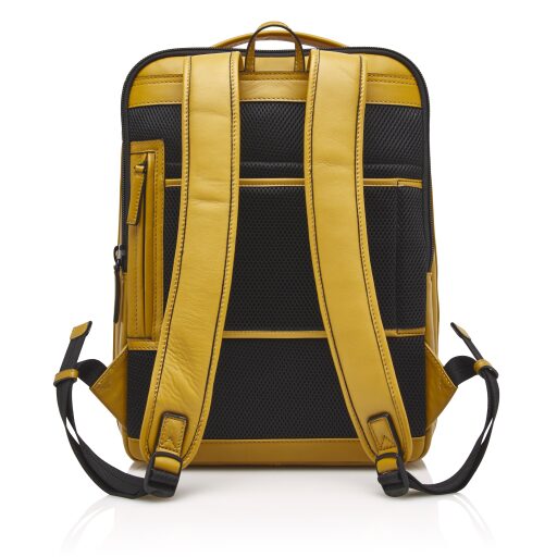 Castelijn & Beerens Elegantní kožený batoh na notebook Victor 409576 GE žlutý zadní strana