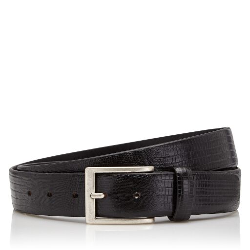 Elegantní pánský kožený opasek Castelijn & Beerens 126472 Lizard černý