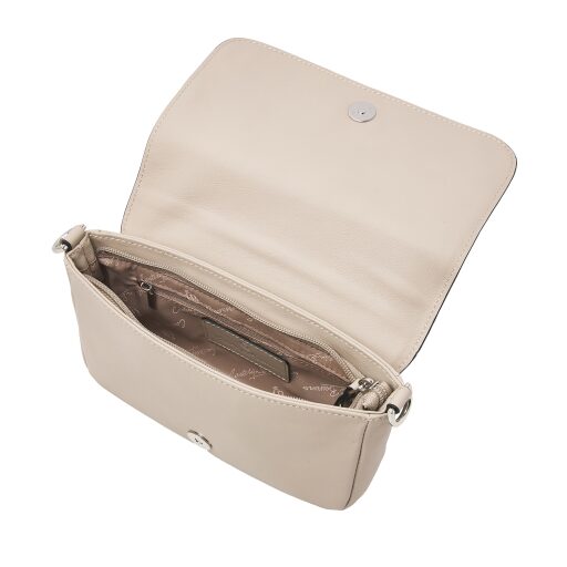Castelijn & Beerens Dámská kožená RFID kabelka Babette Nappa Clutch 219810 béžová s otevřenou klopou