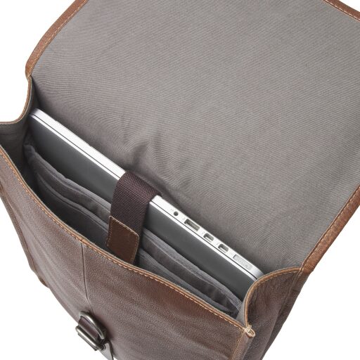 Castelijn & Beerens Kožený batoh na notebook 15,6" RFID 599576 Floris hnědý vnitřní přihrádka