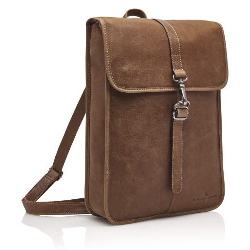 Castelijn & Beerens Kožený batoh na notebook 15,6" RFID 729575 CO koňakový