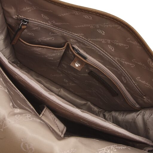 Castelijn & Beerens Kožený batoh na notebook 15,6" RFID 729575 CO koňakový vnitřní přihrádky