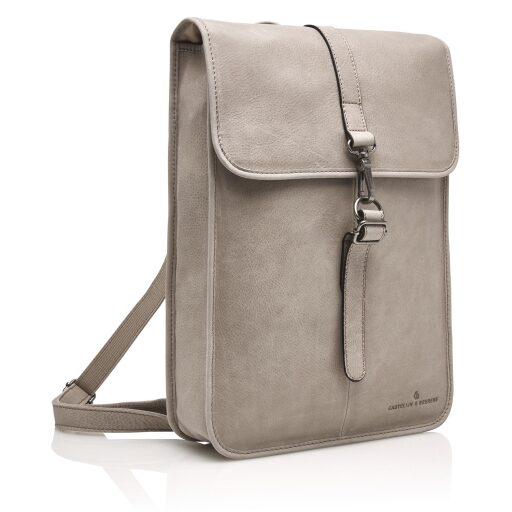 Castelijn & Beerens Kožený batoh na notebook 15,6" RFID 729575 GS šedý boční pohled
