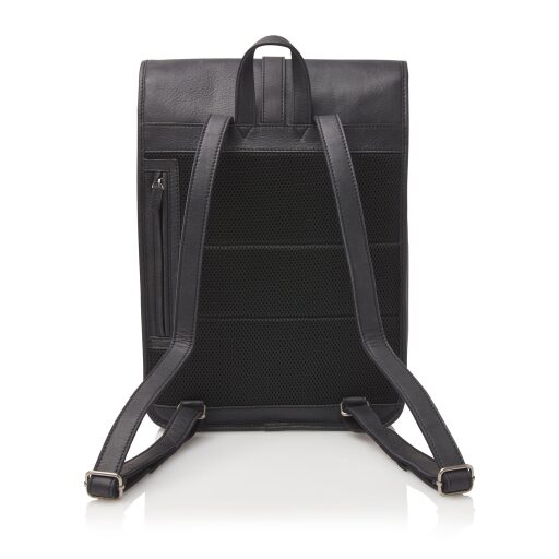 Castelijn & Beerens Kožený batoh na notebook 15,6" RFID 729575 ZW černý polstrovaná záda