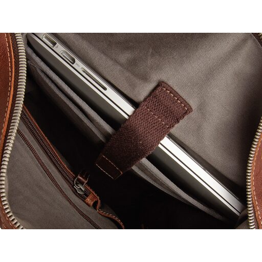 Castelijn & Beerens Kožený batoh na notebook 15,6" RFID Rudy 599579 LB světle hnědý