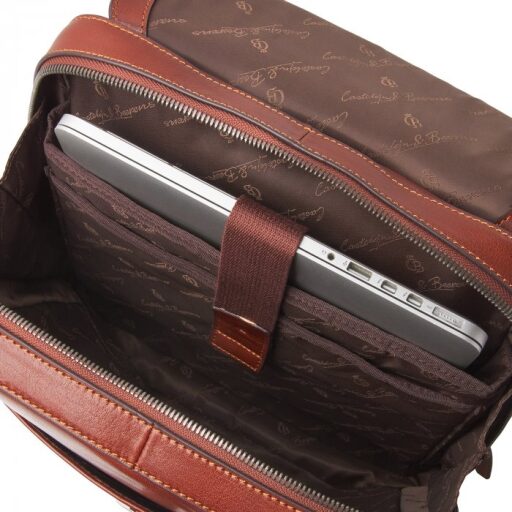 GUUS Kožený business batoh na notebook a tablet s RFID přihrádkou 42 9576 CO tmavý koňak Castelijn & Beerens - přihrádka na notebook