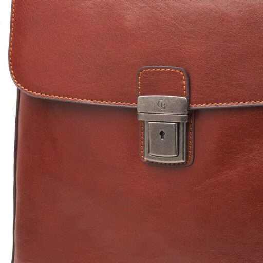 GUUS Kožený business batoh na notebook a tablet s RFID přihrádkou 42 9576 CO tmavý koňak Castelijn & Beerens - detail (zámek)