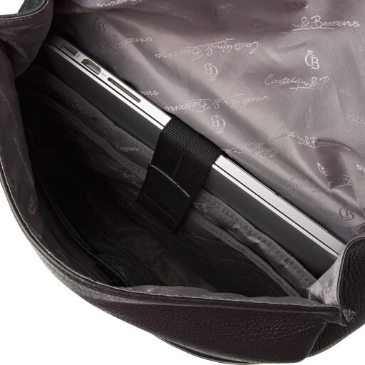 Castelijn & Beerens Stylový kožený batoh na notebook do 15,6" RFID 269578 Tango černý vnitřní uspořádání