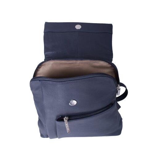 Estelle dámský kožený batoh do města 0145 tmavě modrý - otevřený, podšívka