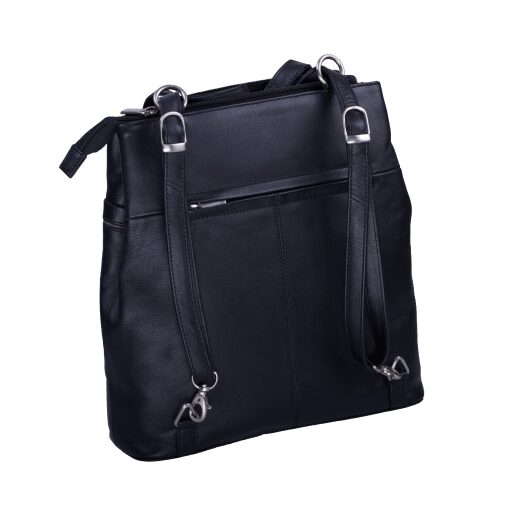 ESTELLE Dámský kožený kabelkový batůžek 2v1 0855 černo-béžový zádové popruhy