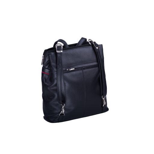 ESTELLE Dámský kožený kabelkový batůžek 2v1 0855 černo-červený zadní strana