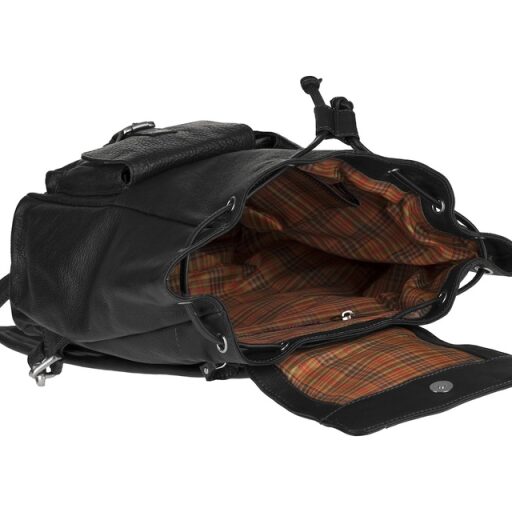 ESTELLE Kožený batoh s kapsami 0352-06 černý