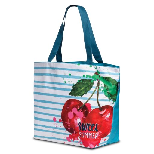 Fabrizio Letní taška na pláž přes rameno 31l Sweet Summer 50407-4600 světle modrá s třešněmi