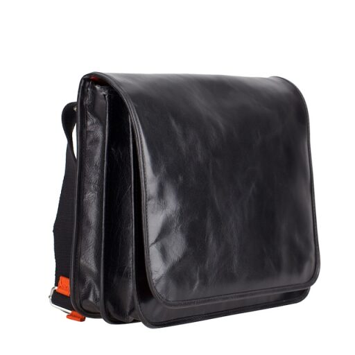 JOST Kožená taška přes rameno vhodná na notebook DIVIDER L černá
