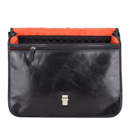 JOST Kožená taška přes rameno vhodná na notebook DIVIDER L černá