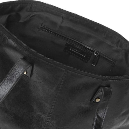 Dámská kožená shopper kabelka z buvolí kůže 1131 černá - detail