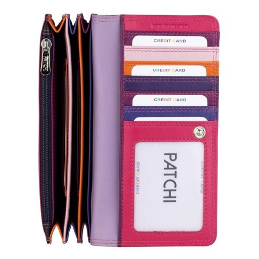 BURKELY Dámská kožená RFID peněženka harmonika PATCHI 3001020.61.40 fialova / multicolor