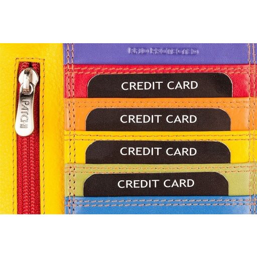 Patchi Dámská kožená peněženka RFID 3001027.61.55 červená / multicolor - sloty na karty a doklady