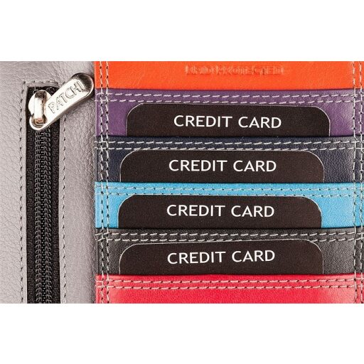 Dámská kožená peněženka PATCHI 61 RFID WALLET černá / multicolor - přihrádky doklady a karty