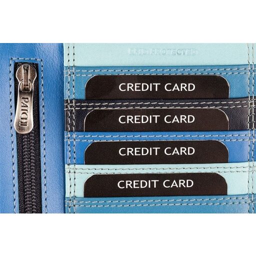 Kožená mini peněženka PATCHI 61 RFID WALLET 3001022.61.30 modrá / multicolor - sloty na karty